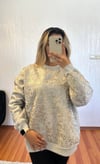 Leopar Desenli Sweatshirt Gold