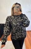 Leopar Desenli Sweatshirt Siyah