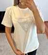 Marka Muadil Üçgen Taş Baskı T-Shirt Beyaz