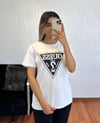 Marka Muadil  Üçgen Taşlı T-Shirt Beyaz