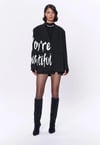 Oversize Baskı Detaylı Blazer Ceket Siyah
