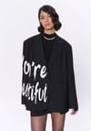 Oversize Baskı Detaylı Blazer Ceket Siyah
