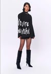 Oversize Baskı Detaylı Blazer Ceket Siyah