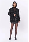Taşlı Desen Kruvaze Yaka Oversize Blazer Ceket Siyah