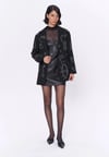 Taşlı Desen Kruvaze Yaka Oversize Blazer Ceket Siyah