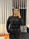 Taşlı Marka Sweatshirt Siyah