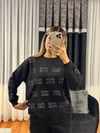 Taşlı Marka Sweatshirt Siyah