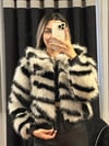 Zebra Desen Fermuarlı Kürk