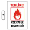 Ergündoğdu 61 Tehlike Çok Çabuk Alevlenebilir PVC Uyarı Levhası 25 x 35 cm