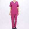 Formteks Kadın SPA  Hemşire Scrubs  Takım Likralı Terry Cotton Fuşya-İndigo Biyeli