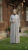 NİSA Modern Kesim Boydan Gizli Fermuarlı Dik Yaka Rahat ve Dökümlü Kalıp Ferace Gri