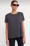 %100 Pamuk Bisiklet Yaka Basic T-shirt-Füme