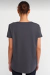 %100 Pamuk Bisiklet Yaka Basic T-shirt-Füme