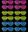 Retro Neon Fosforlu Kalp Panjur Gözlük - 12 Adet