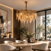 6001-80 Salkım Sarkıt Avize Mat Gold 80cm