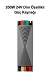200W 24V 8.3A Dim Fonksiyonlu Metal Slim Güç kaynağı