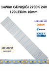 2700K GÜNIŞIĞI DİZGİ LED 24V 120LED/M 14W 10MM