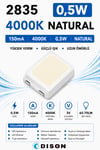 2835 150mA  4000K NATURAL 0.5W  SMD LED Edison