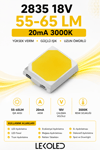 2835 3000K 18V 55-65 LM 20mA SMD LED 