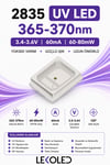2835 UV LED 365-370nm 3.4-3.6V 60mA 60-80mW