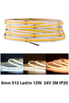 3000K GÜNIŞIĞI 512 LED 24V 12W İÇ MEKAN COB ŞERİT LED