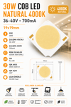 30W COB LED NATURAL 4000K 19x19mm 36-40V 700mA 