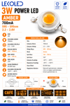 3W POWER LED AMBER 700mA