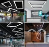 55x55cm Kare Modern Led Avize Siyah Sarkıt Linear  