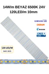 6500K BEYAZ DİZGİ LED 24V 120LED/M 14W 10MM