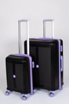 Travel Polo 2'li Valiz Seti (Küçük Büyük) Kırılmaz Siyah Lila 1018