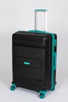 Travel Polo 2'li Valiz Seti (Küçük Büyük) Kırılmaz Siyah Cam Göbeği 1017