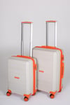 Travel Polo 2'li Valiz Seti (Küçük Orta) Kırılmaz Krem Oranj Turuncu 1017