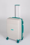 Travel Polo 2'li Valiz Seti (Orta Büyük) Kırılmaz Krem Cam Göbeği 1017