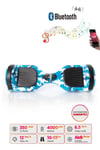 Elektrikli Kaykay Hoverboard 6.5 Inch Mavi Kamuflaj Grafity Desenli Akıllı