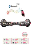 Elektrikli Kaykay Scooter Hoverboard 6.5 Inch Siyah Beyaz Desenli Akıllı Dengeli D14