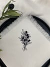 Zeytin Nakışlı Saçaklı Keten Peçete 2li 
