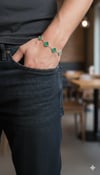 Unisex Çelik Yonca Bileklik (Silver-Yeşil)