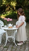 Kuş Evli Bej Etekli Çocuk Elbise