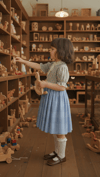 Mavi Etekli Çıtır Çiçekli Çocuk Elbise