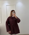 Büzgü Detaylı Ceket Mürdüm