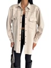 Çıtçıt Kapamalı Standart Beden Süet Gömlek Bej
