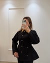 Kontrast Yakalı Ceket Siyah