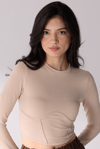 Korse Detaylı Bluz Bej