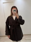 Kuşaklı Kısa Trenç Kahve
