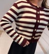 Oversize Fit Bisiklet Yaka Düğmeli Crop Triko Bordo