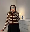 Oversize Fit Bisiklet Yaka Düğmeli Crop Triko Bordo