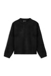 Oversize Fit Peluş Triko Kazak  Siyah