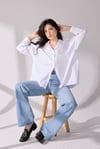 Oversize Poplin Gömlek Beyaz 