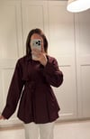 Pilili poplin gömlek Bordo