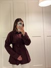 Pilili poplin gömlek Bordo